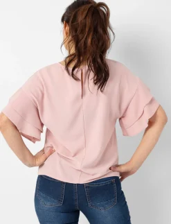 Solid Ruffle-sleeve Blouse