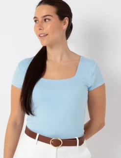 Solid Square Neckline T-shirt