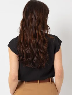Solid Structured-sleeve T-shirt