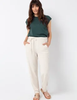 Solid Structured-sleeve T-shirt