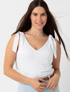 Solid Tank Top with Tied Shoulders