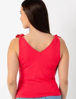 Solid Tank Top with Tied Shoulders