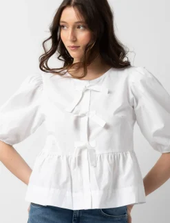 Solid Tie-front Blouse