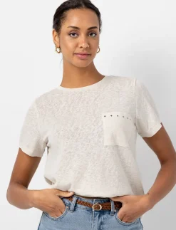 Solid T-shirt with Studded Pocket