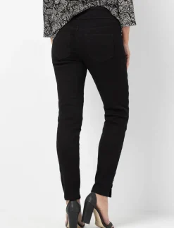Straight Pull-on Jeans with Ankle Buttons