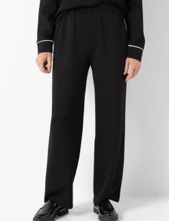 Straight-leg Pants with Contrast Piping