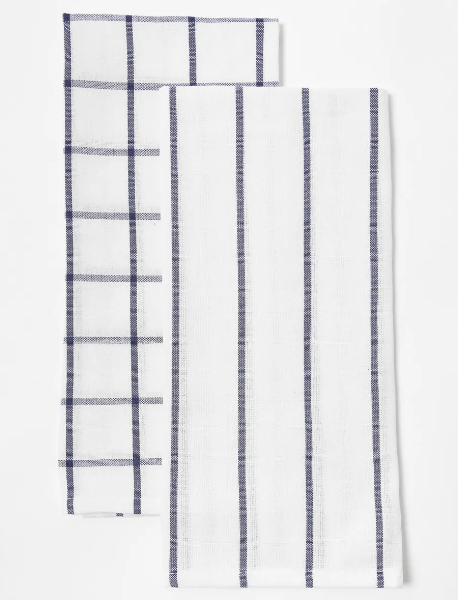 Striped and Check Dish Towels - Pack of 2