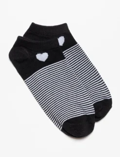 Striped Ankle Socks with Heart