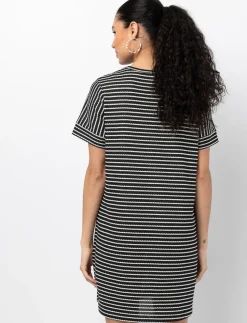 Striped Dress with Drop Shoulders