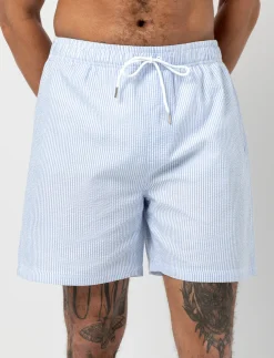 Striped Elastic-waist Boardshorts