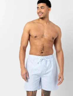 Striped Elastic-waist Boardshorts