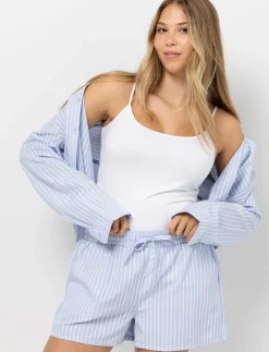 Striped Elastic-waist Shorts