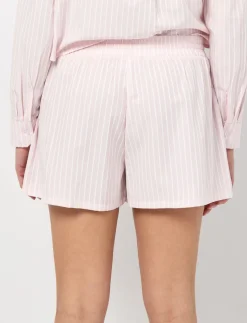 Striped Elastic-waist Shorts