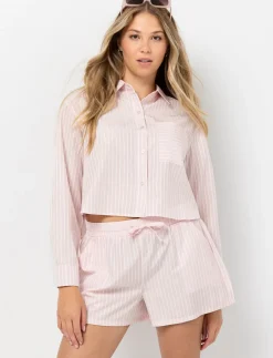 Striped Elastic-waist Shorts