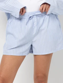Striped Elastic-waist Shorts