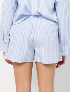 Striped Elastic-waist Shorts