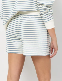 Striped Elastic-waist Shorts