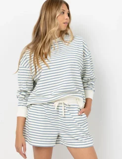 Striped Elastic-waist Shorts