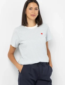 Striped Embroidered Heart T-shirt