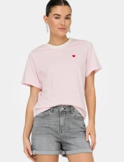 Striped Embroidered Heart T-shirt