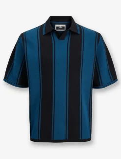 Striped Knit Polo Shirt