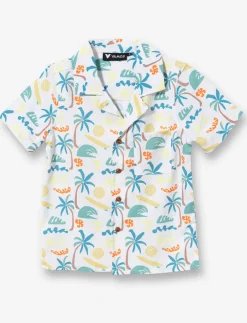 Striped Palm-Print Shirt - Little Boys