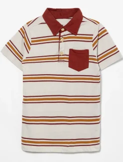 Striped Polo with Contrast Pocket - Little Boy