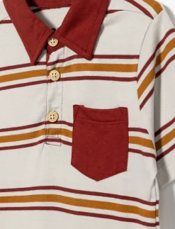 Striped Polo with Contrast Pocket - Little Boy