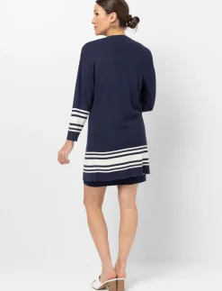 Striped 3/4-sleeve Cardigan