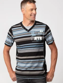 Striped V-neck T-shirt