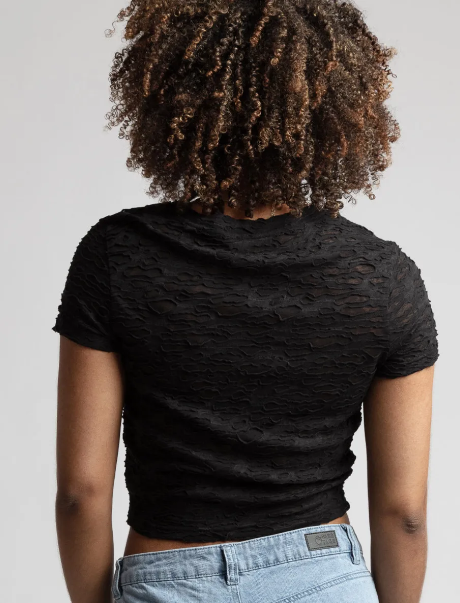 Textured Cropped T-shirt
