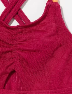 Textured Crossback 1-piece Swimsuit - Little Girl