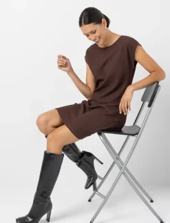 Textured Dress with Cap Sleeves