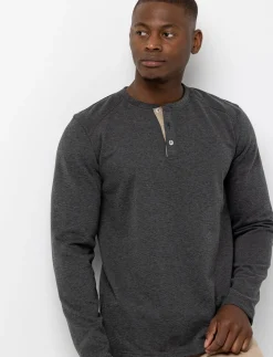 Textured Henley Collar T-shirt