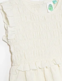 Textured Smocked-waist Dress