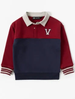 Three-tone Fleece Polo Sweater - Little Boy