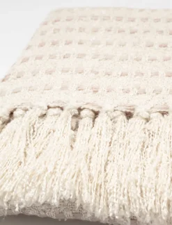 Throw Blanket with Fringed Edges