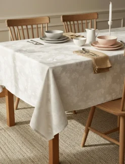 Tone-on-tone Floral Tablecloth - 60 x 84 in
