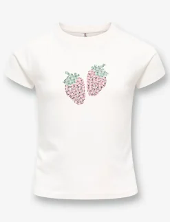 T-shirt with Rhinestone Strawberries