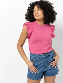 T-shirt with ruffled sleeves