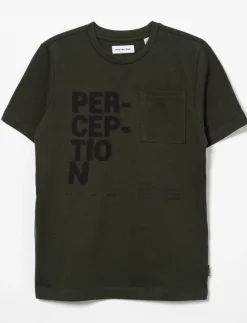 T-shirt with Typographic Print and Chest Pocket