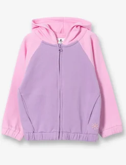 Two-Tone Zip-Up Hoodie - Little Girls