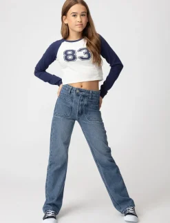 Varsity-style Long-sleeve Crop Top