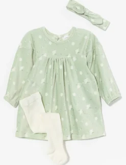 Velvet Dress with Tights and Headband - Little Girl