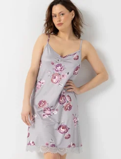 V-neck Floral Nightie & Lace Trim