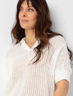 V-neck Mesh Sweater