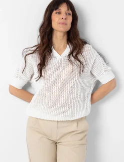 V-neck Mesh Sweater