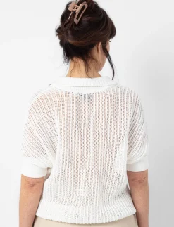 V-neck Mesh Sweater