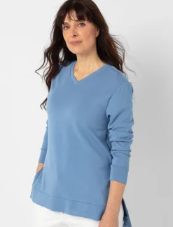 V-Neck Sweater with Side Slits