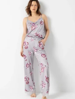 Wide-leg Floral PJ Pants with Lace